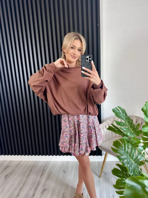 Bluza bombka MAXINE 95% bawełna brąz