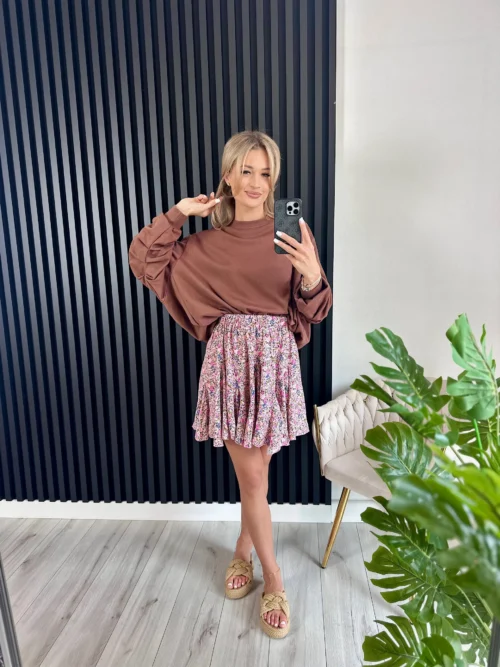 Spódnica GAJA beż i bluza MAXINE brąz