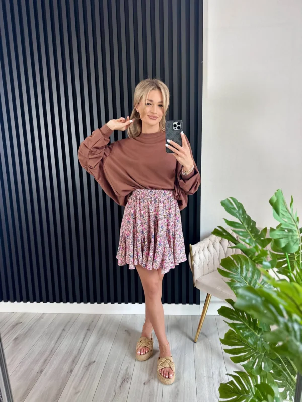 Bluza bombka MAXINE 95% bawełna brąz - obrazek 3