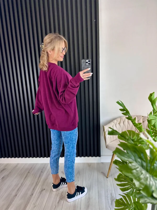 Bluza SARAH 95% bawełna burgundowa - obrazek 3