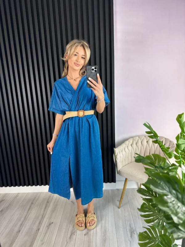 Sukienka GLORIA 63% bawełna ciemnoniebieski denim - obrazek 4