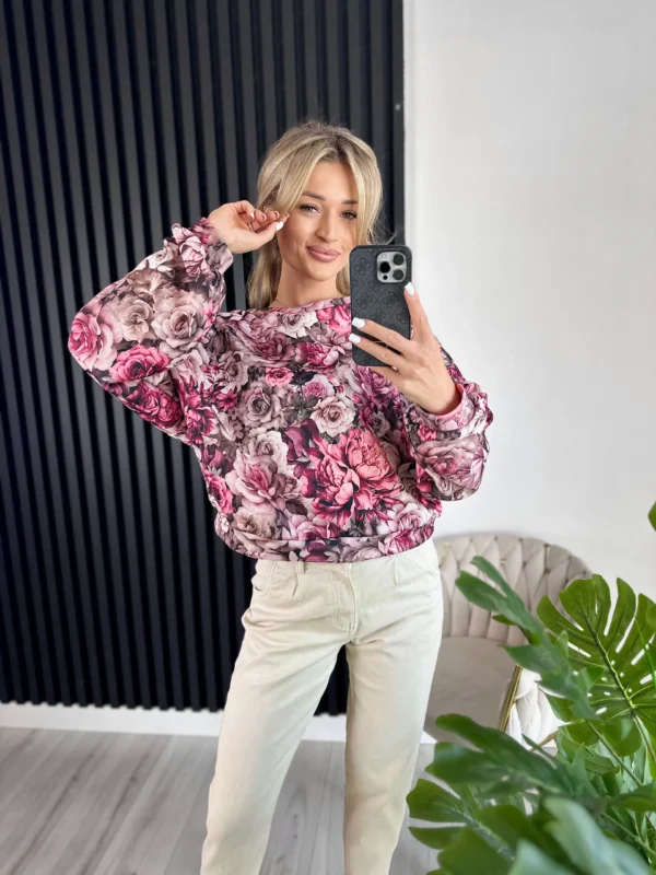 Bluza GLADYS 80% bawełna beżowo-różowa - obrazek 5