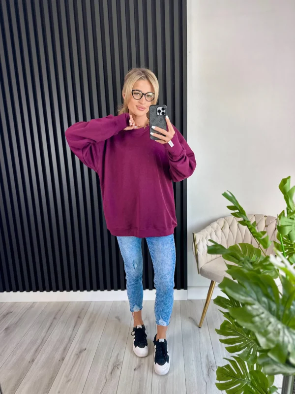 Bluza SARAH 95% bawełna burgundowa - obrazek 2