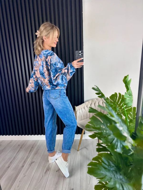 Bluza GLADYS 80% bawełna beżowo-niebieska - obrazek 6