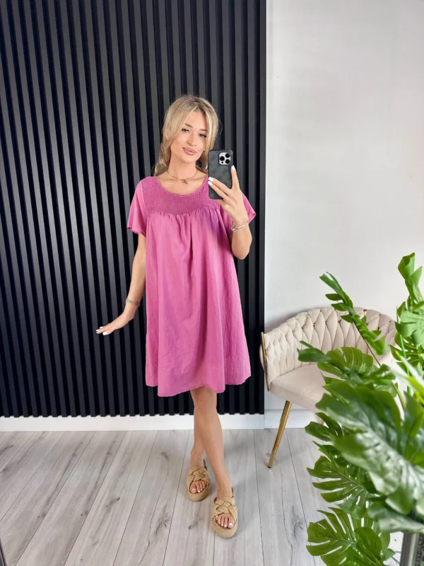 Sukienka LETTIE 100% bawełna jagodowa - obrazek 3