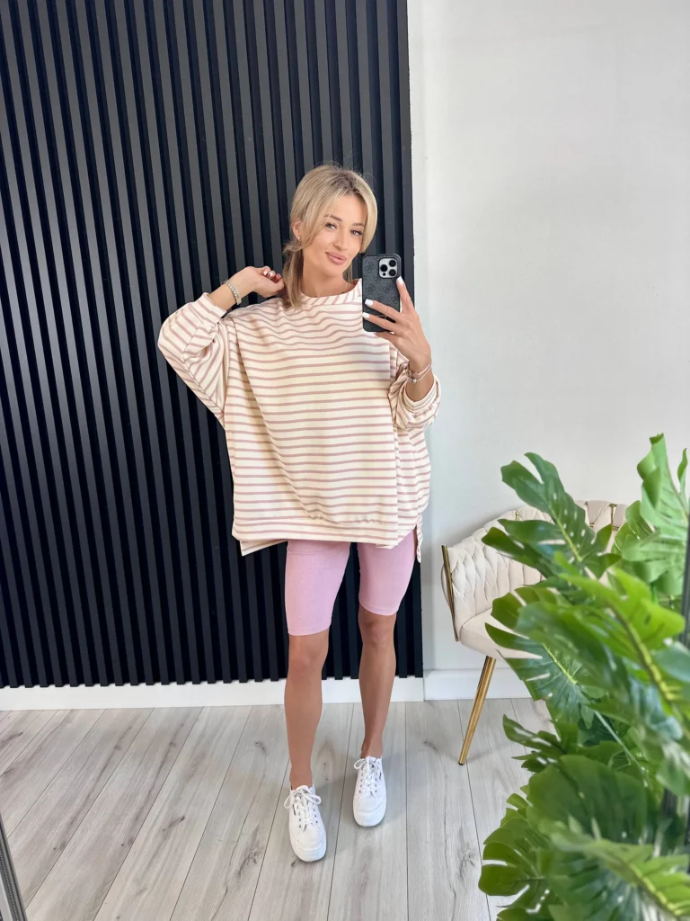 Bluza SABRINA 95% bawełna kremowo-różowa 
