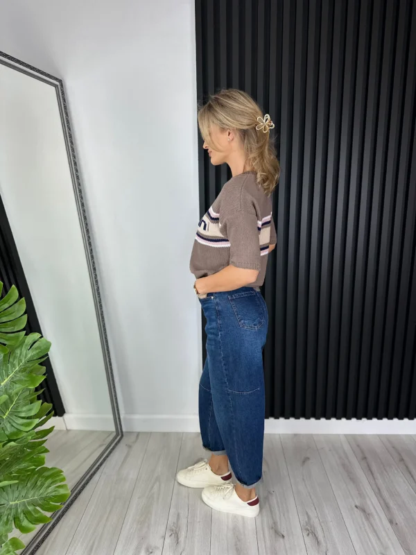Sweter MIMI 85% akryl brązowo-różowy - obrazek 4