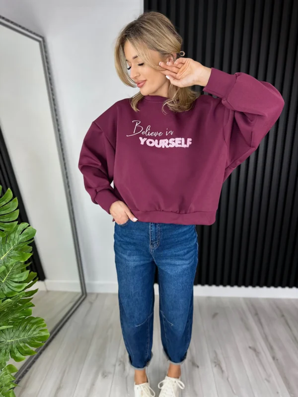 Bluza AMELIA 50% bawełna bordowa - obrazek 2