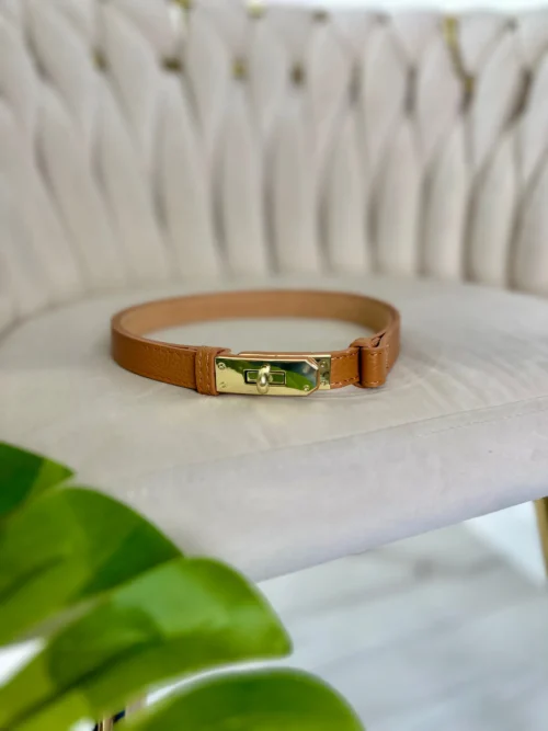 Pasek GOLD BRACE skóra camel