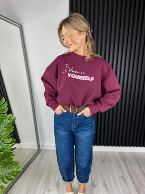 Bluza AMELIA 50% bawełna bordowa